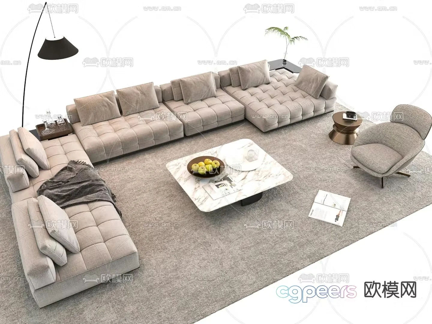 Modern sectional sofa 3d model