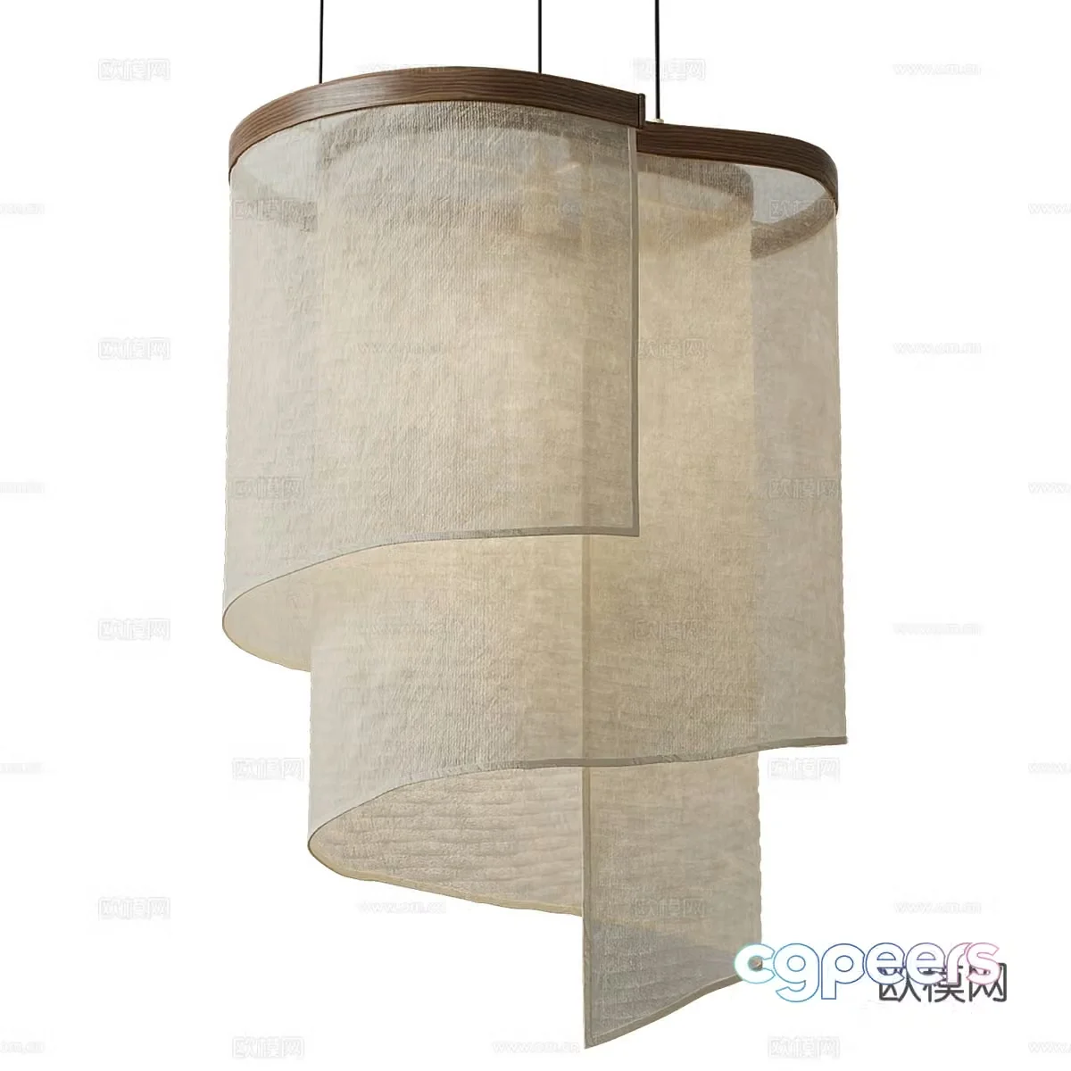New Chinese style light luxury fabric chandeliers 3D model
