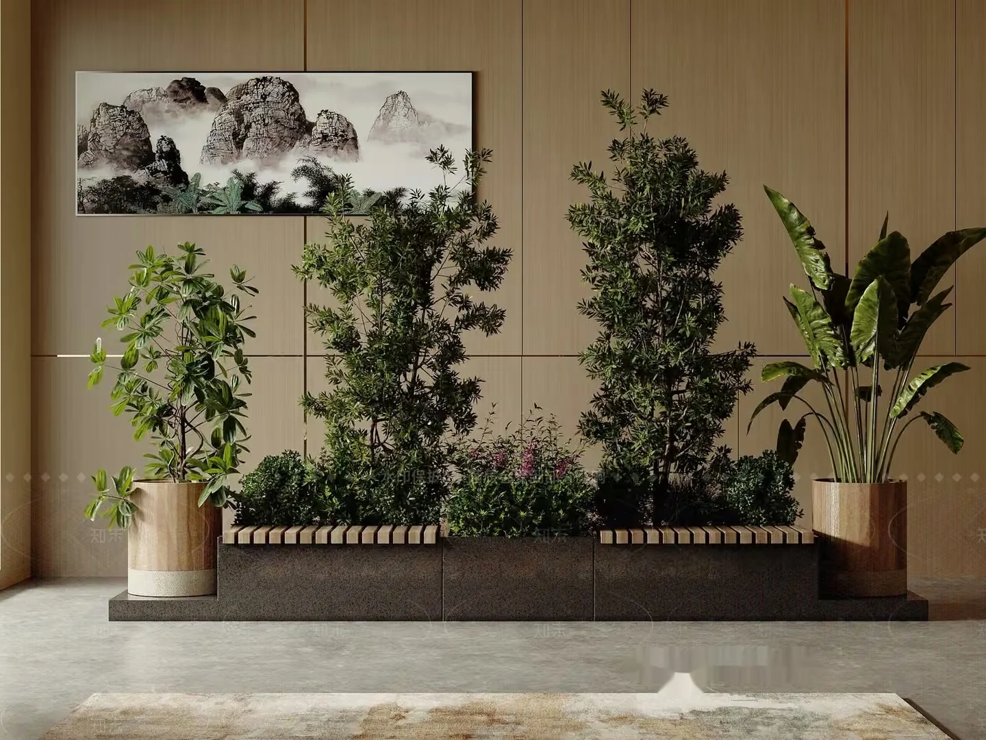 Modern Indoor Plant Display 3D Model – 23651 – CORONA Render