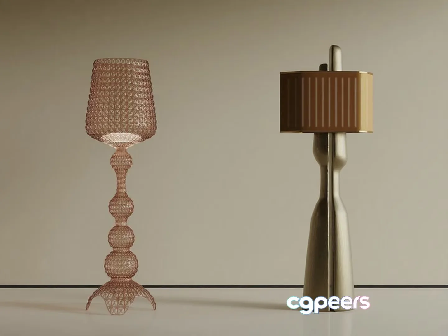 A Gold Light Fixture 3D Model – 14326 – VRAY Render