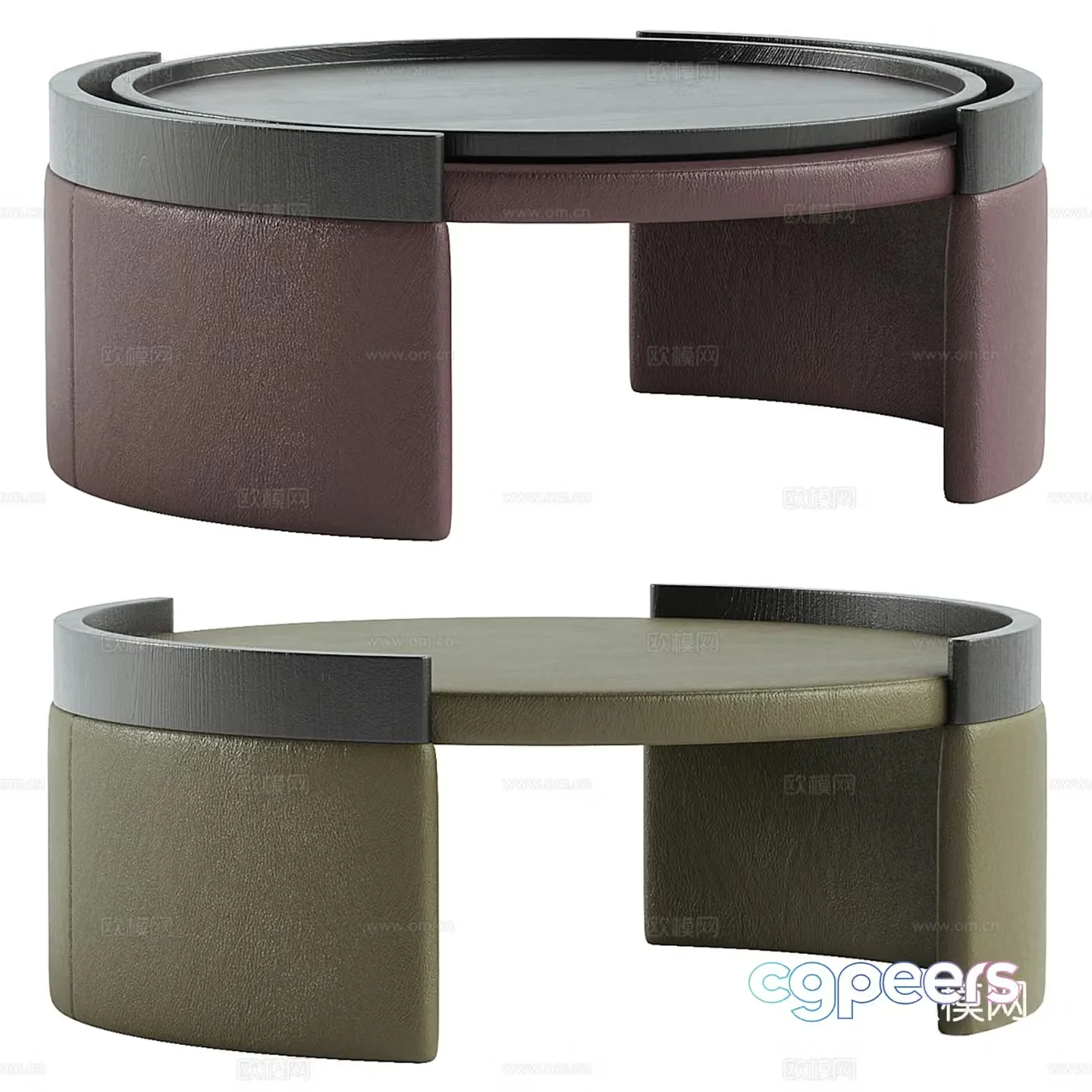 Modern leather coffee table collection 3d model