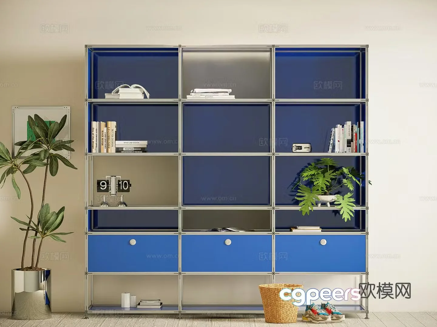 Modern aluminum profile bookcase Bauhaus file cabinet metal storage cabinet 3d model