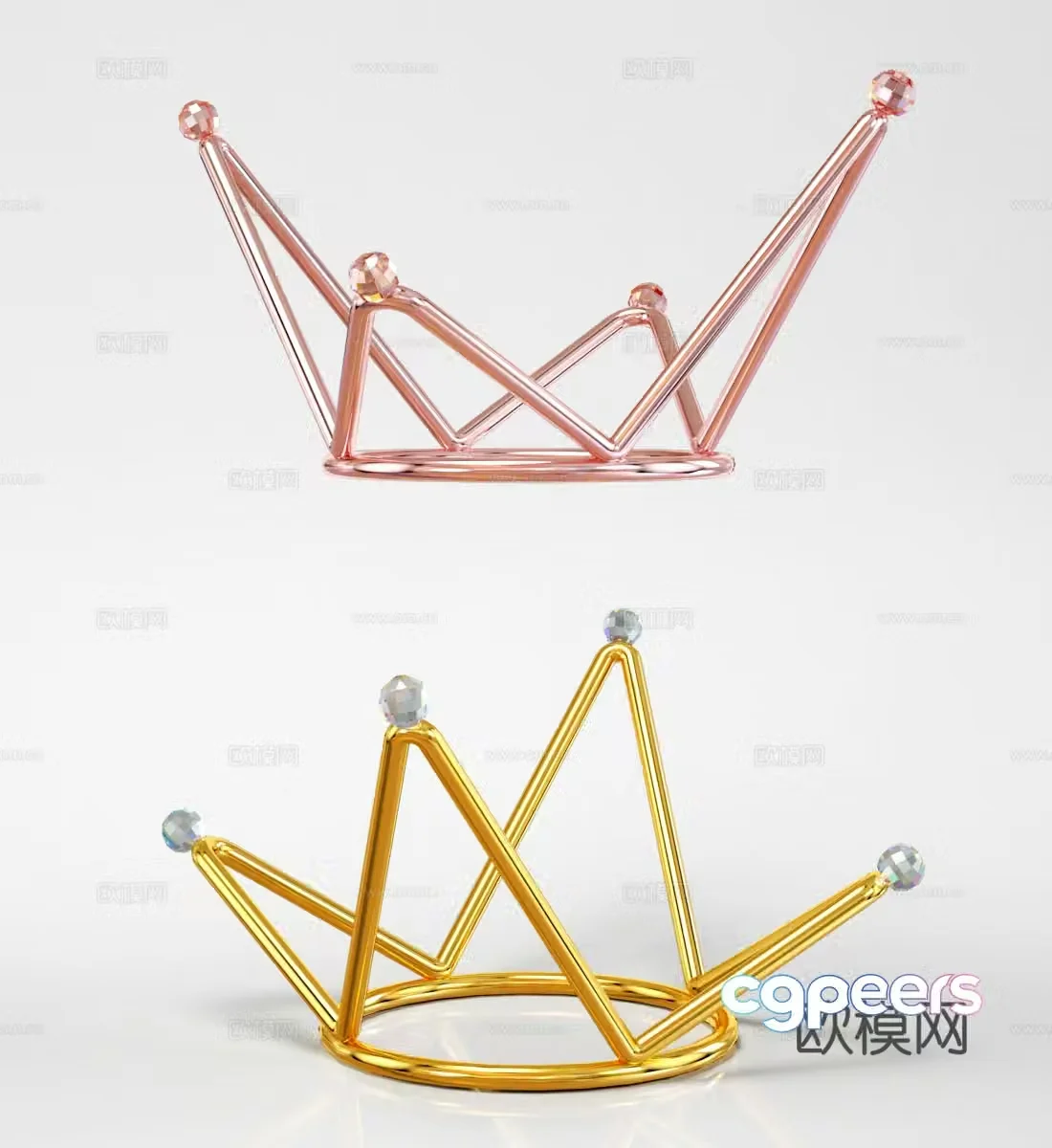 Modern crown crown gold jewelry 3d model