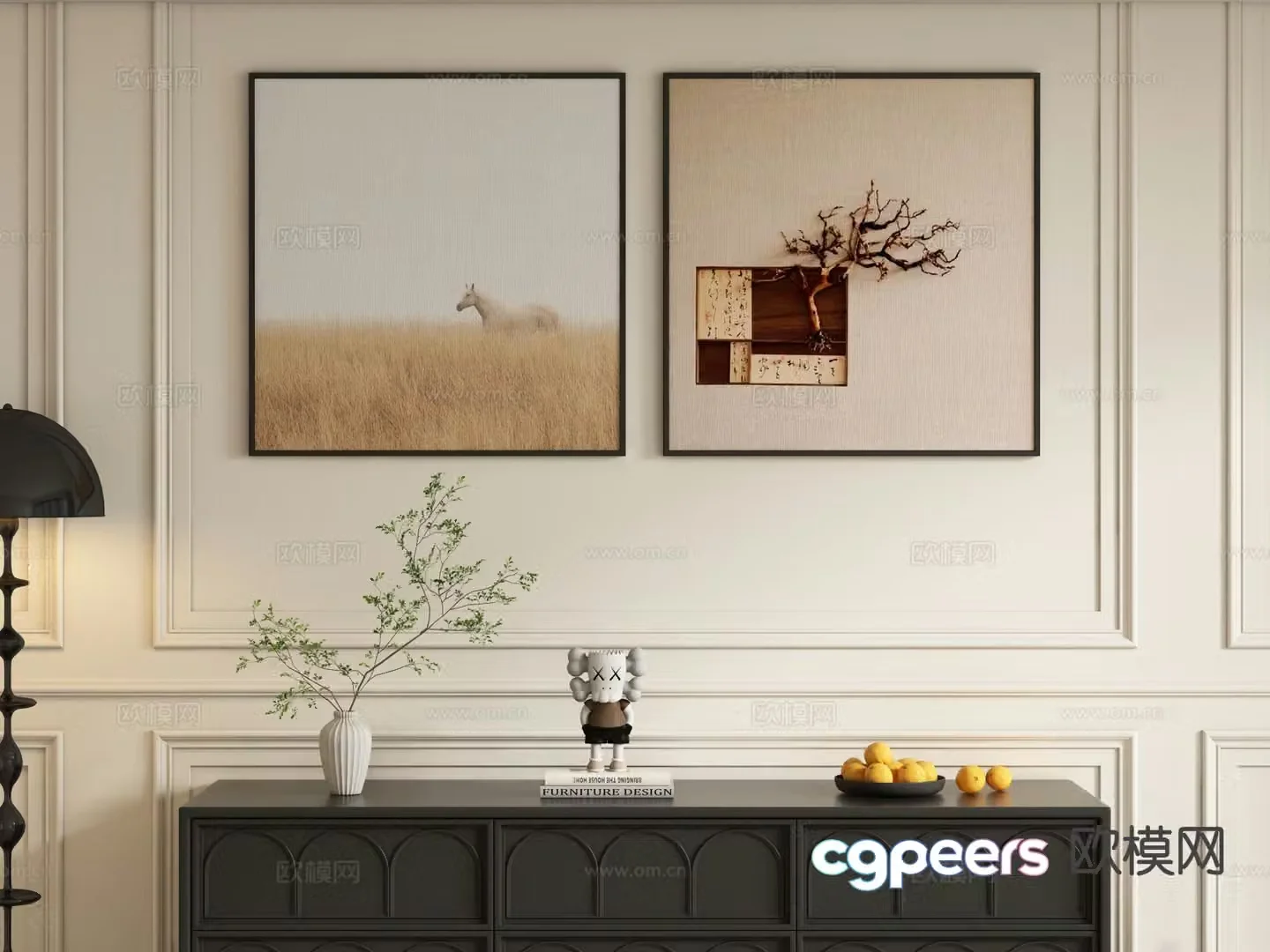Modern decorative painting hanging painting 3d model