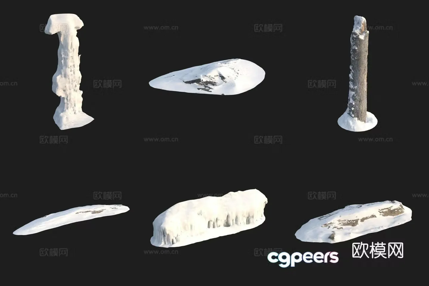 Snow piled up snow ice and snow 3d model
