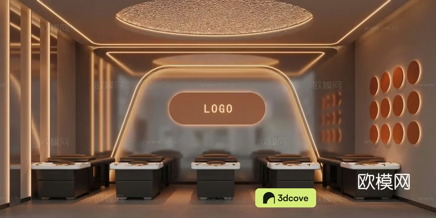 Modern 3D model of hair washing area