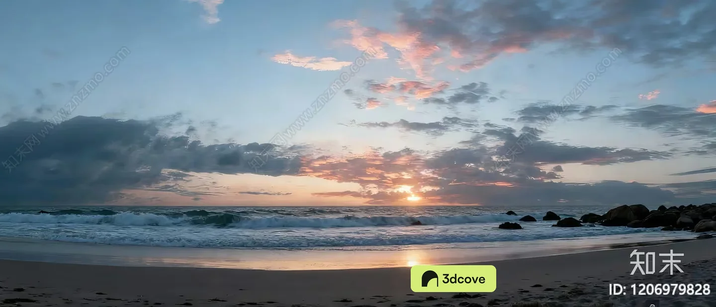 A Serene Beach Scene At Sunset
