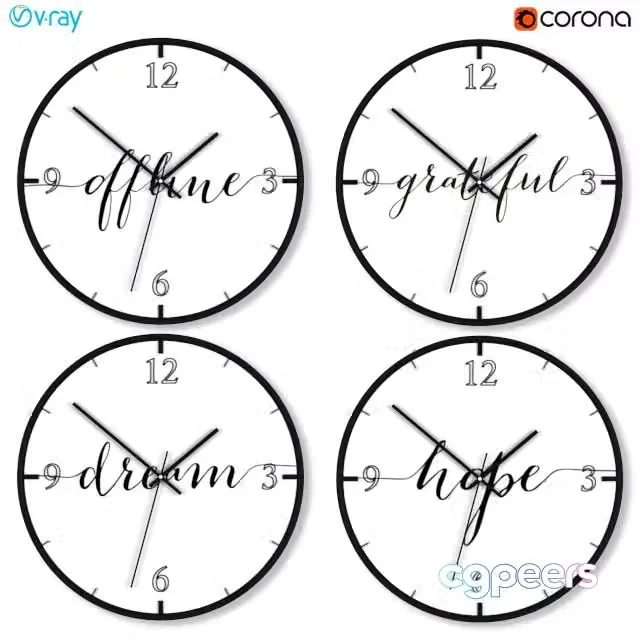 3ds Max Free – A set of wall clocks with motivational inscriptions