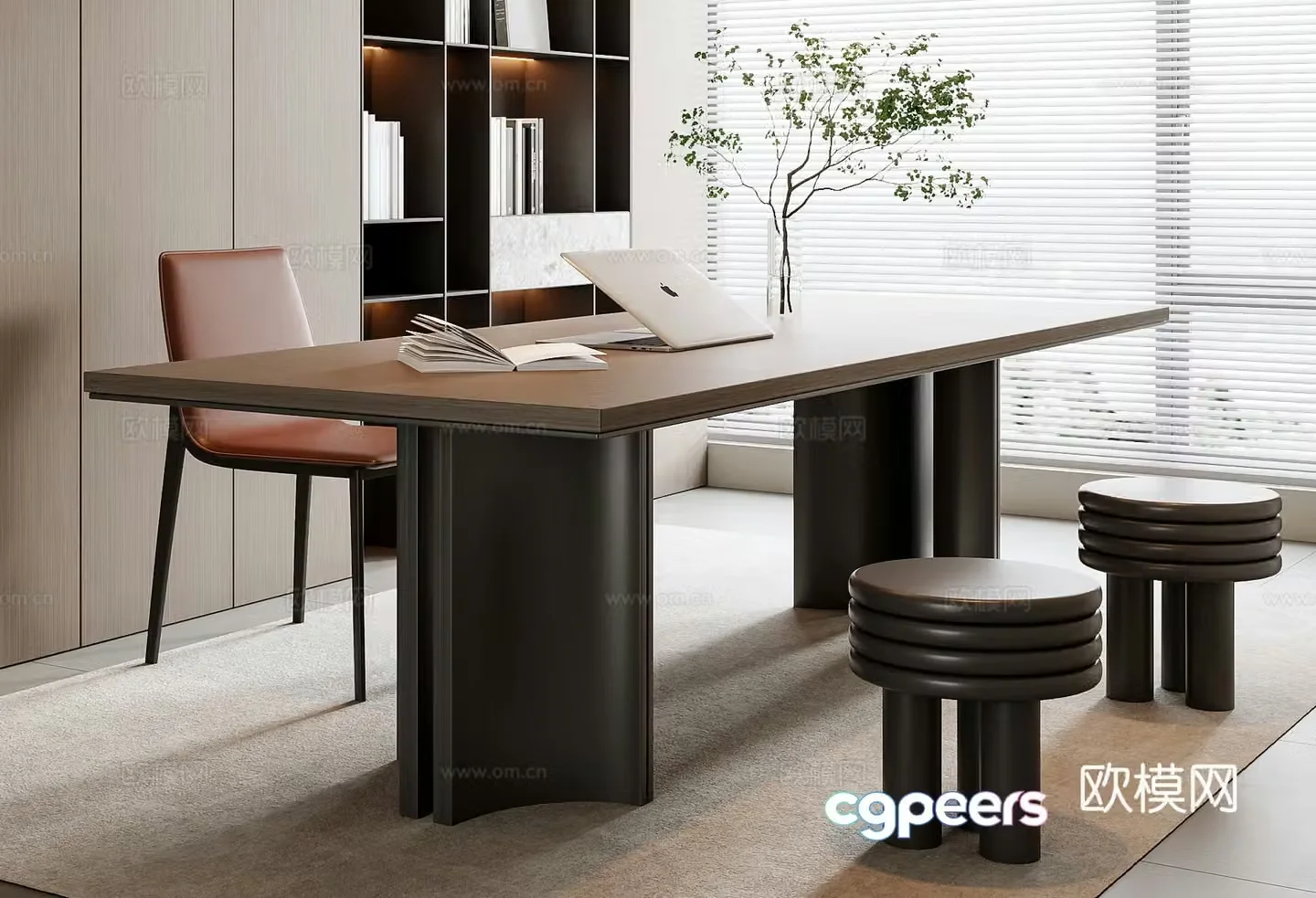 Italian desk and chair combination 3D model