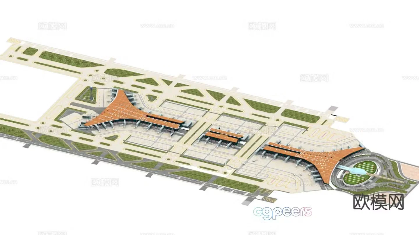 Simulation scene Beijing Capital Airport simple scene 3D model