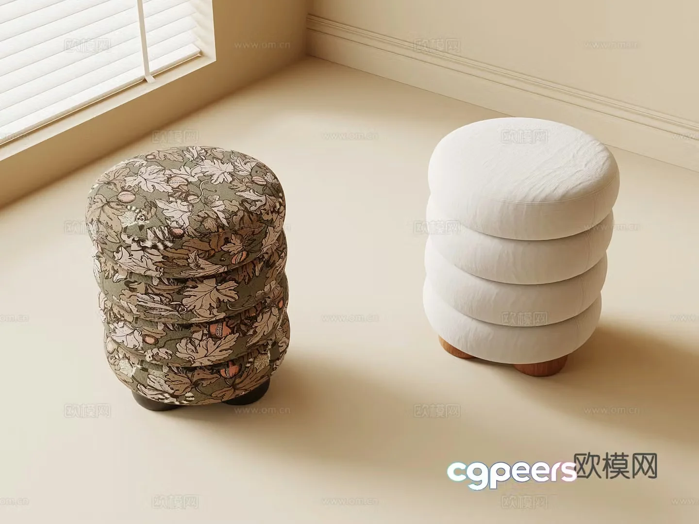 Dressing stool French medieval dressing stool shoe change stool tea stool sofa stool 3D model