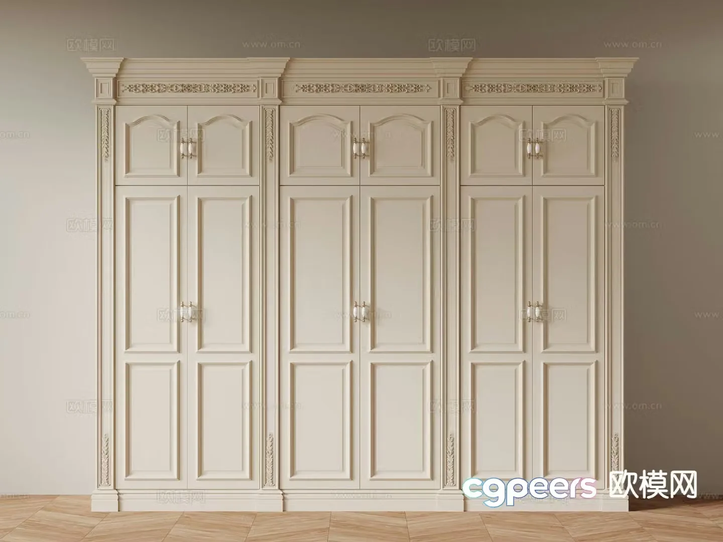 Cream style wardrobe 3d model