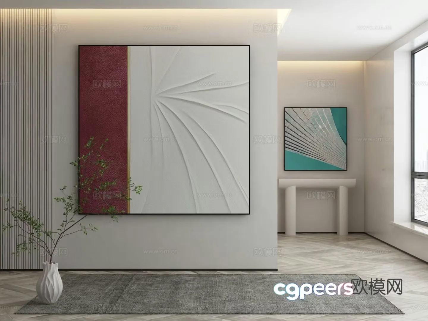 Modern texture painting decorative painting 3d model