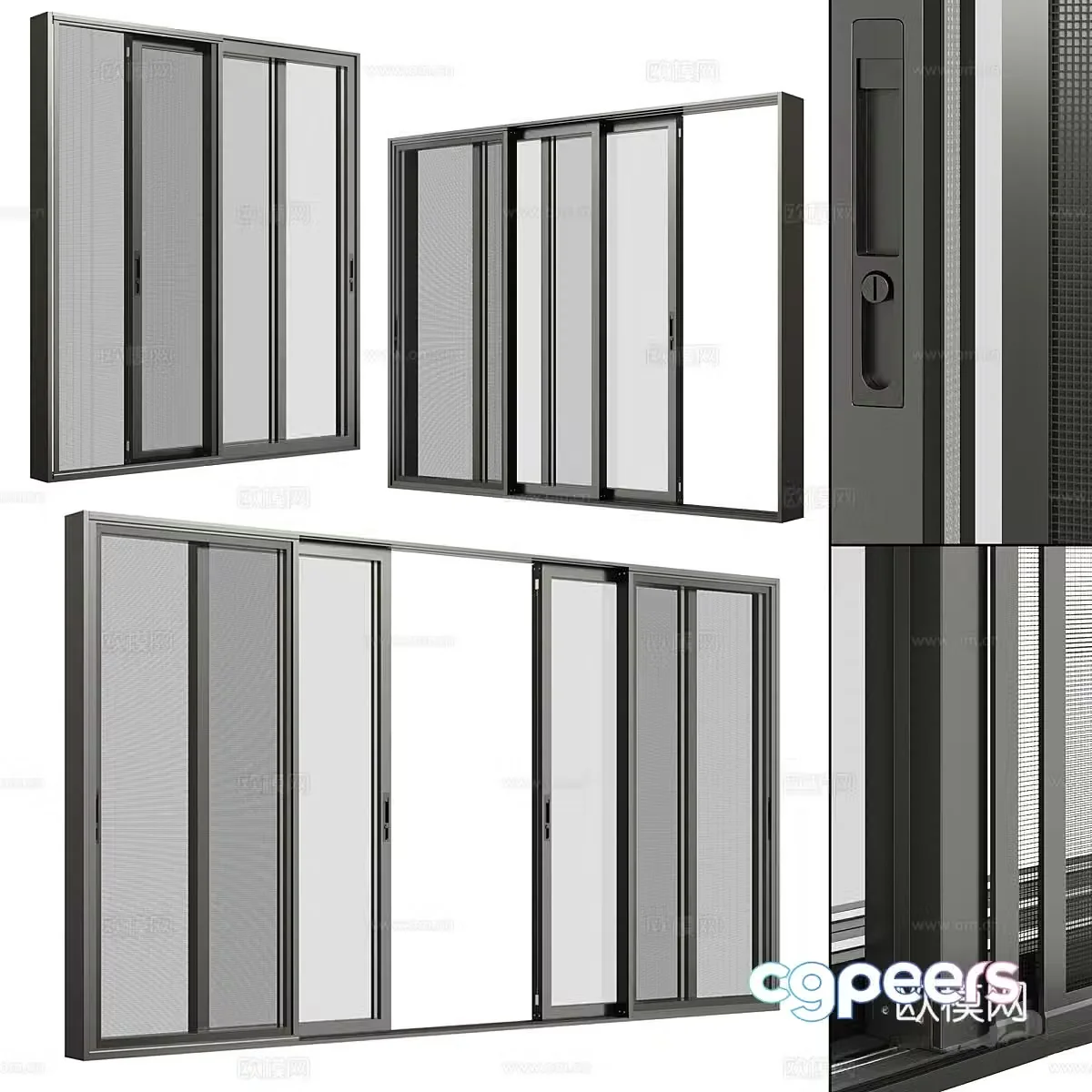 Modern heavy sliding door 3d model