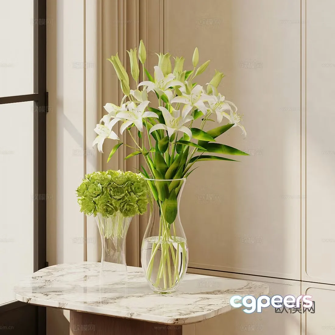 Modern flower art Indoor landscape flower art Living room dining table vase ornaments Hotel lobby flower art ornaments 3D model