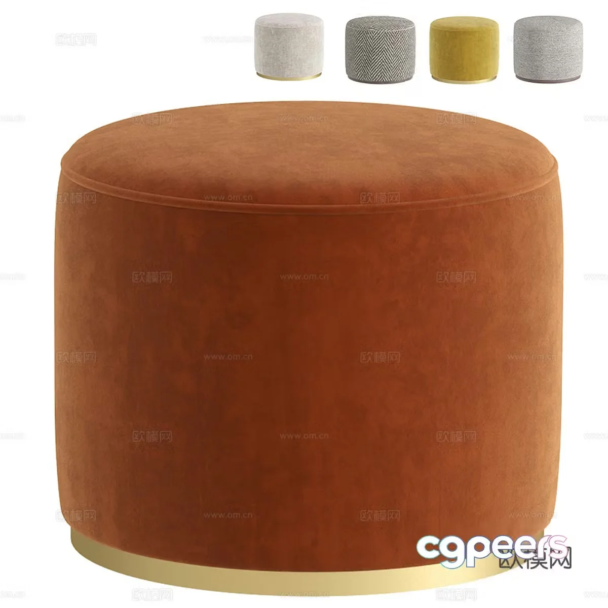 Modern Italian fabric round stool 3D model
