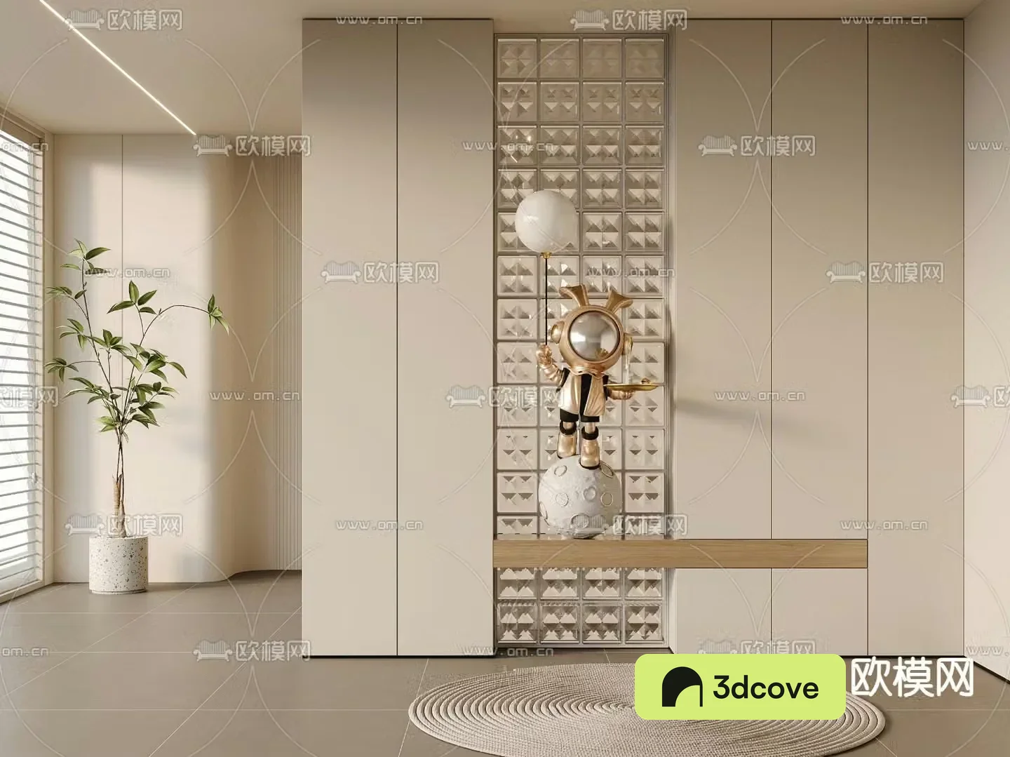 Entrance partition glass brick partition
