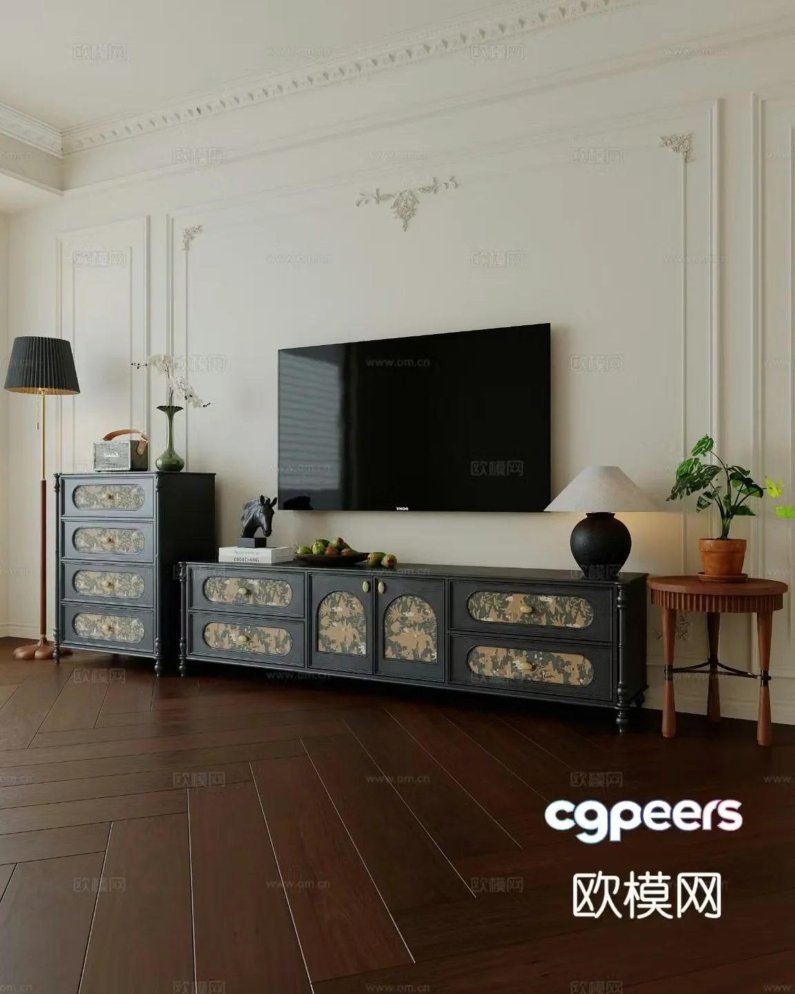 Medieval style TV cabinet 3D model