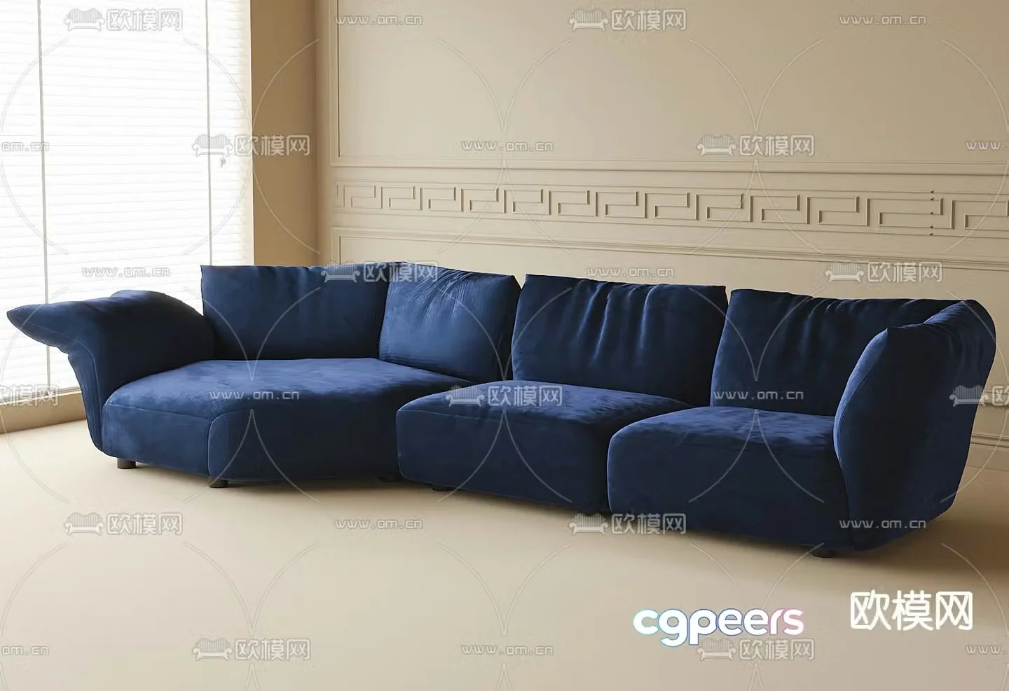 Petal Multi-person Sofa Fabric Sofa 3D Model