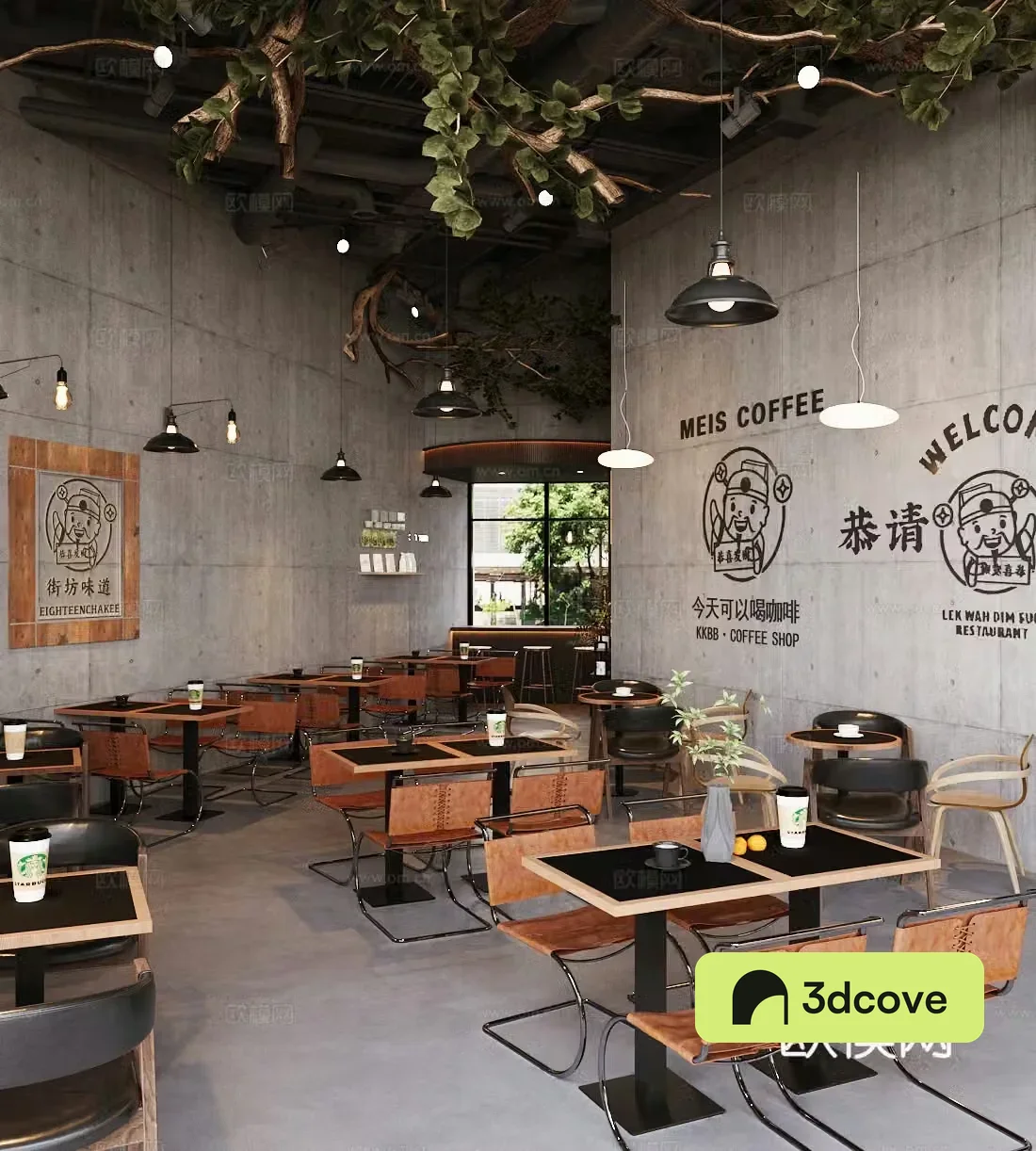 Industrial style cafe