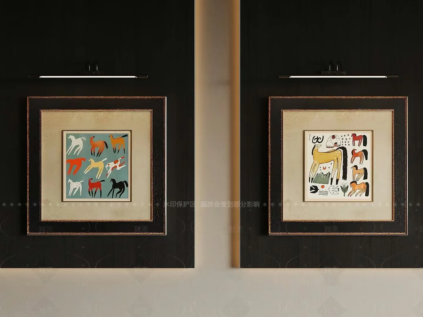 Two Framed Paintings Of Horses 3D Model – 8198 – VRAY Render