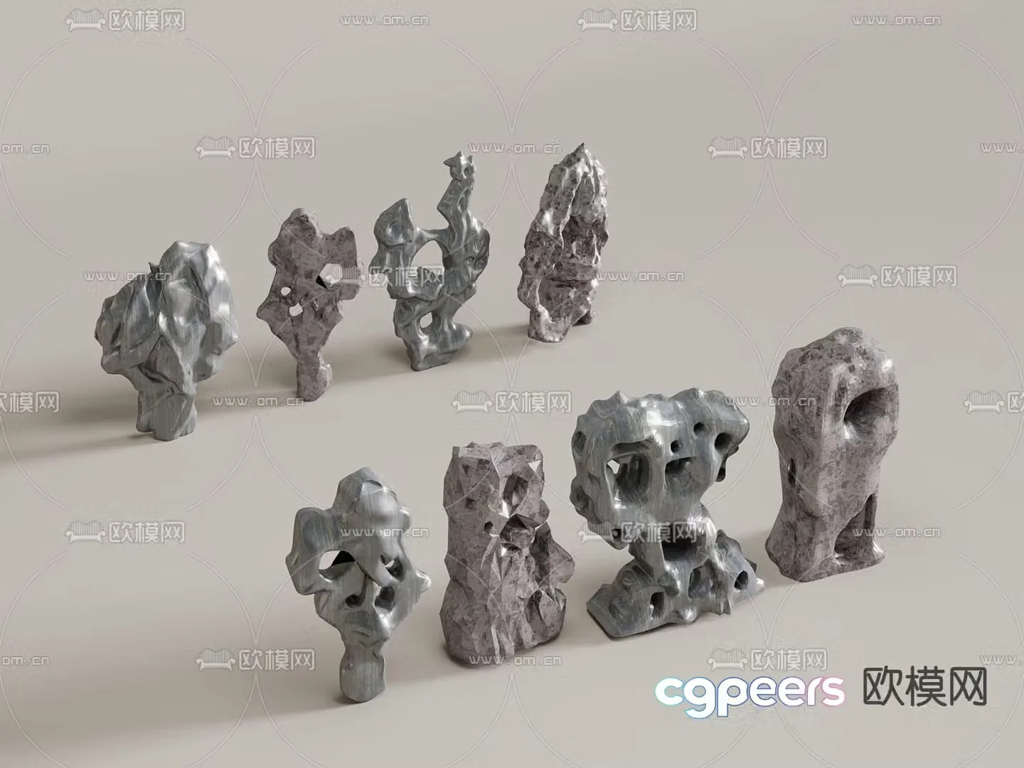 Taihu stone landscape stone 3d model