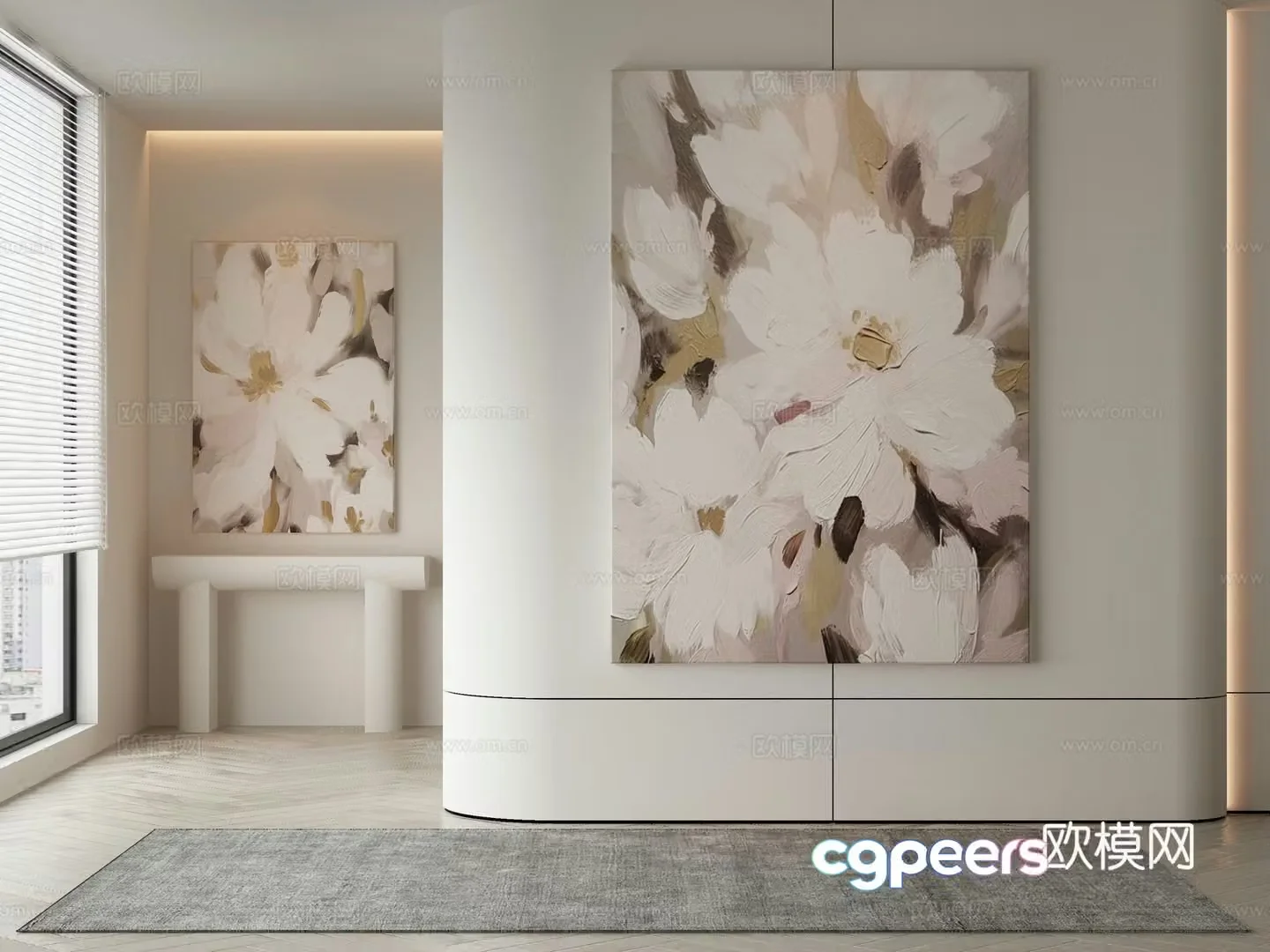 Modern flower painting decorative painting 3d model