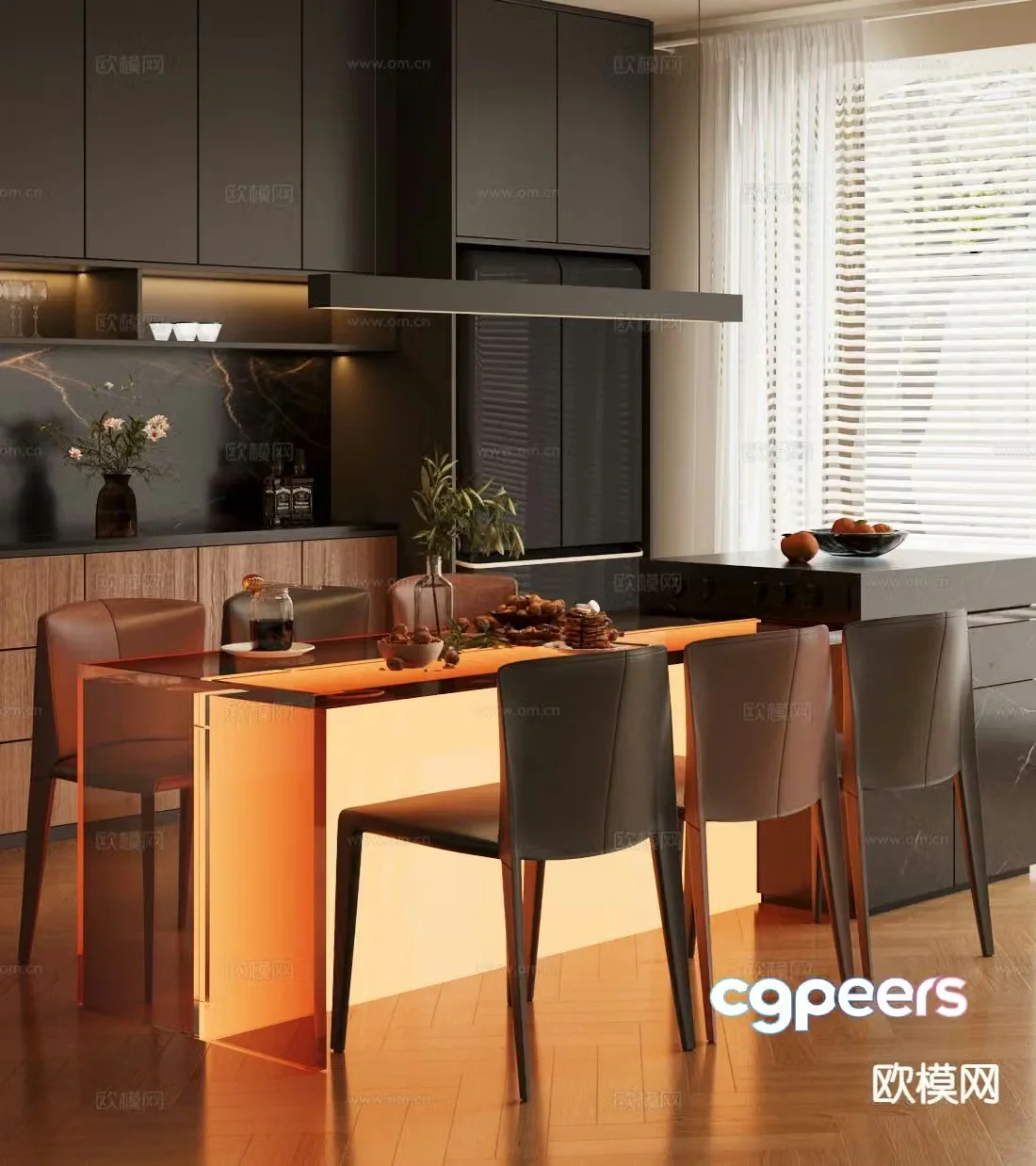 Nakajima dining table and chairs 3d model