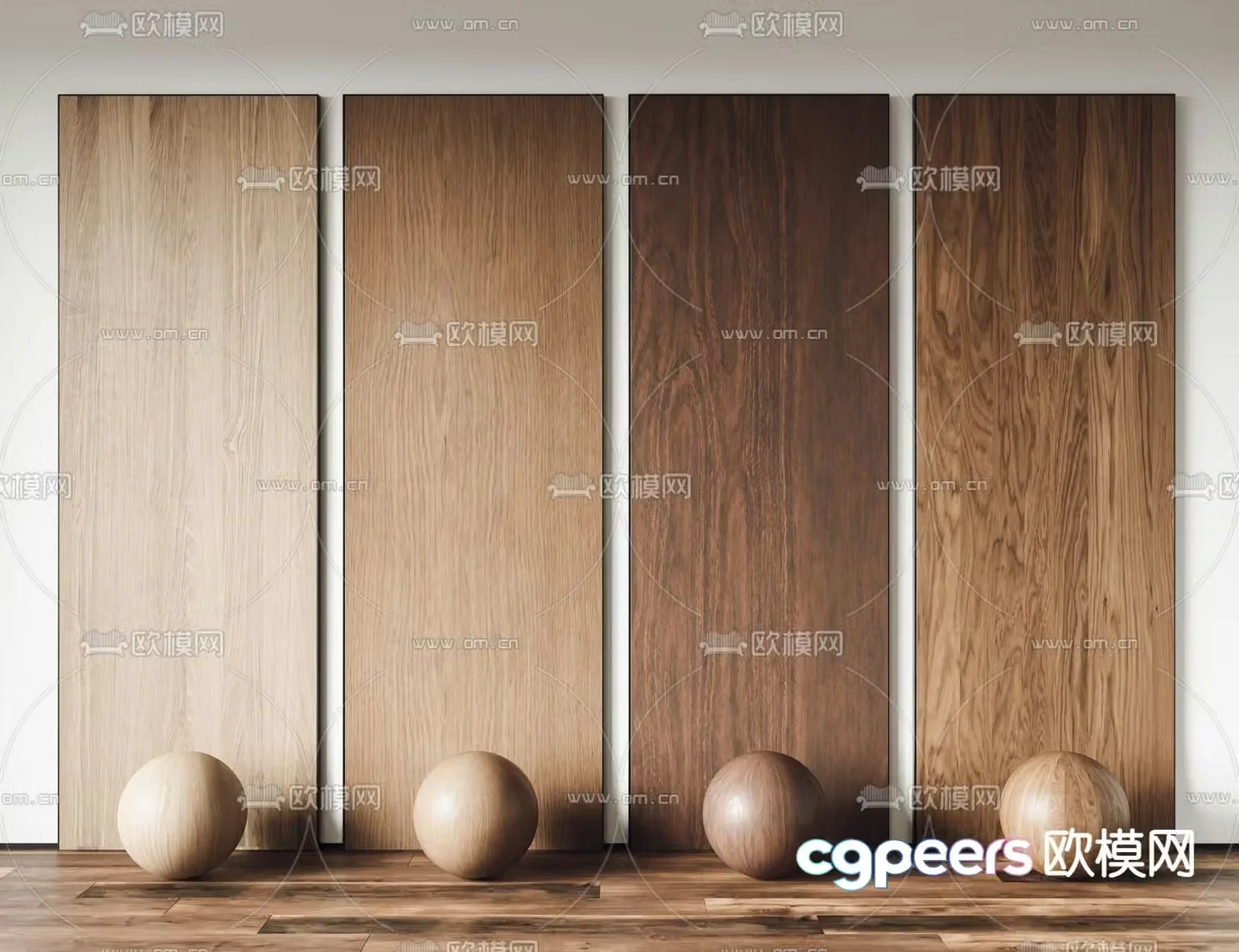 Wood grain board wall panel 3d model