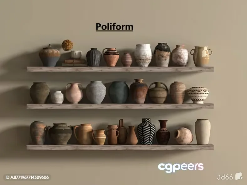 A Collection Of Ceramic Vases 3D Model – 19372 – VRAY Render