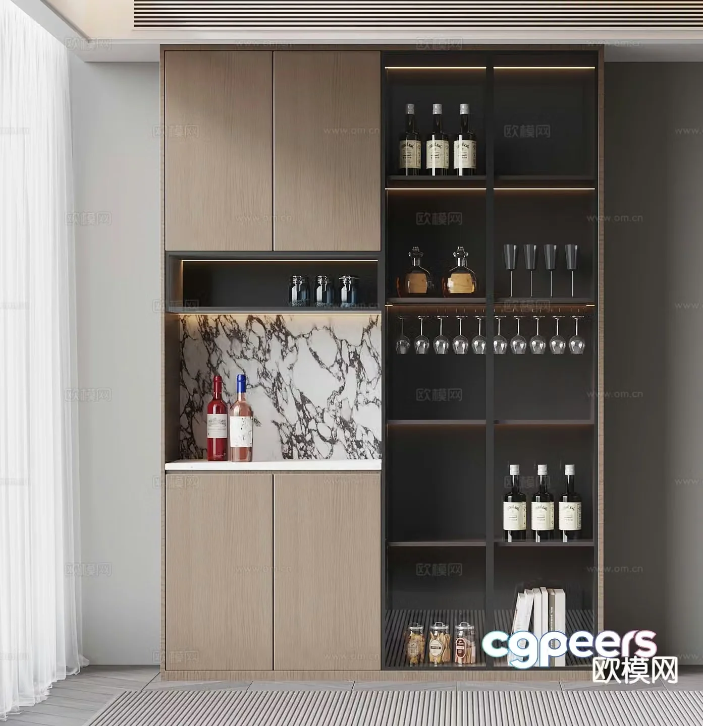 Italian wine cabinet sideboard 3d model