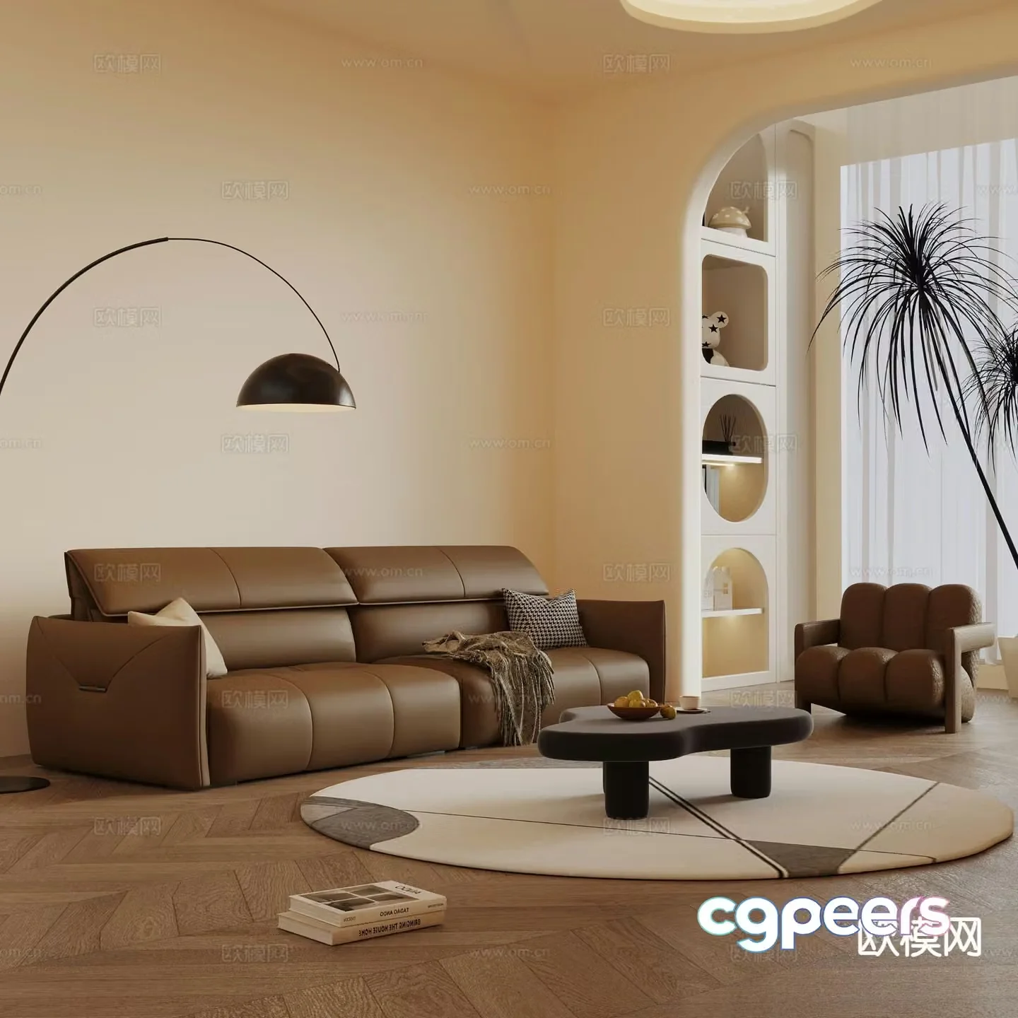 Modern leather sofa modular sofa 3d model