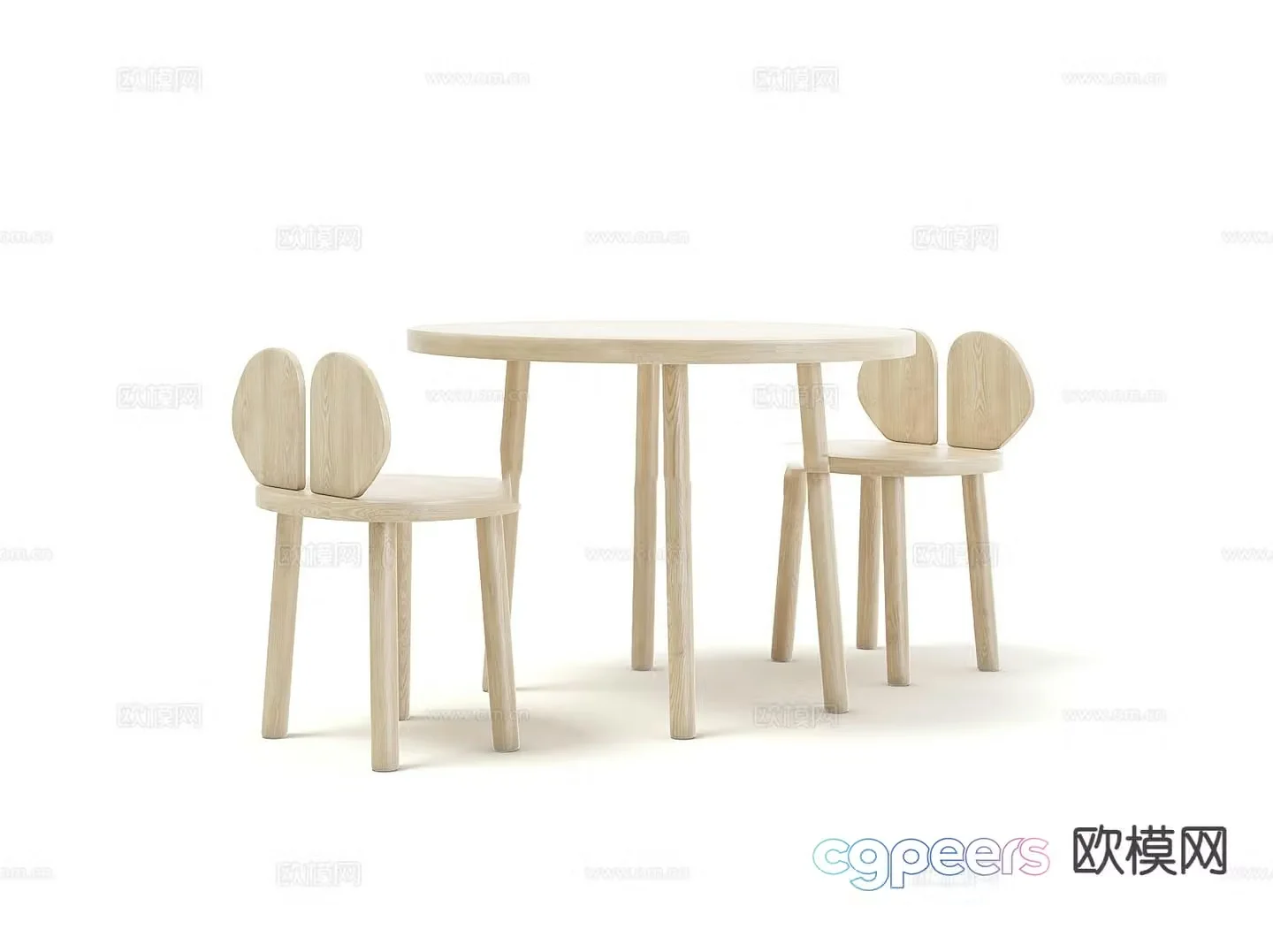 Log style children’s table and chair 3D model