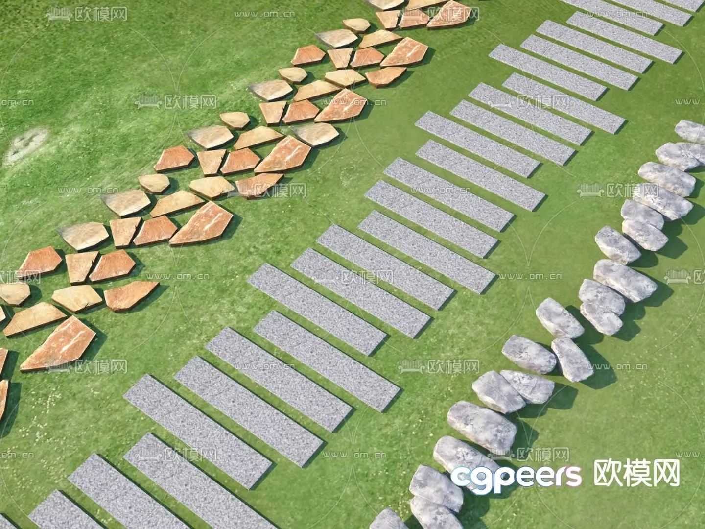 Modern landscape stone road 3D model
