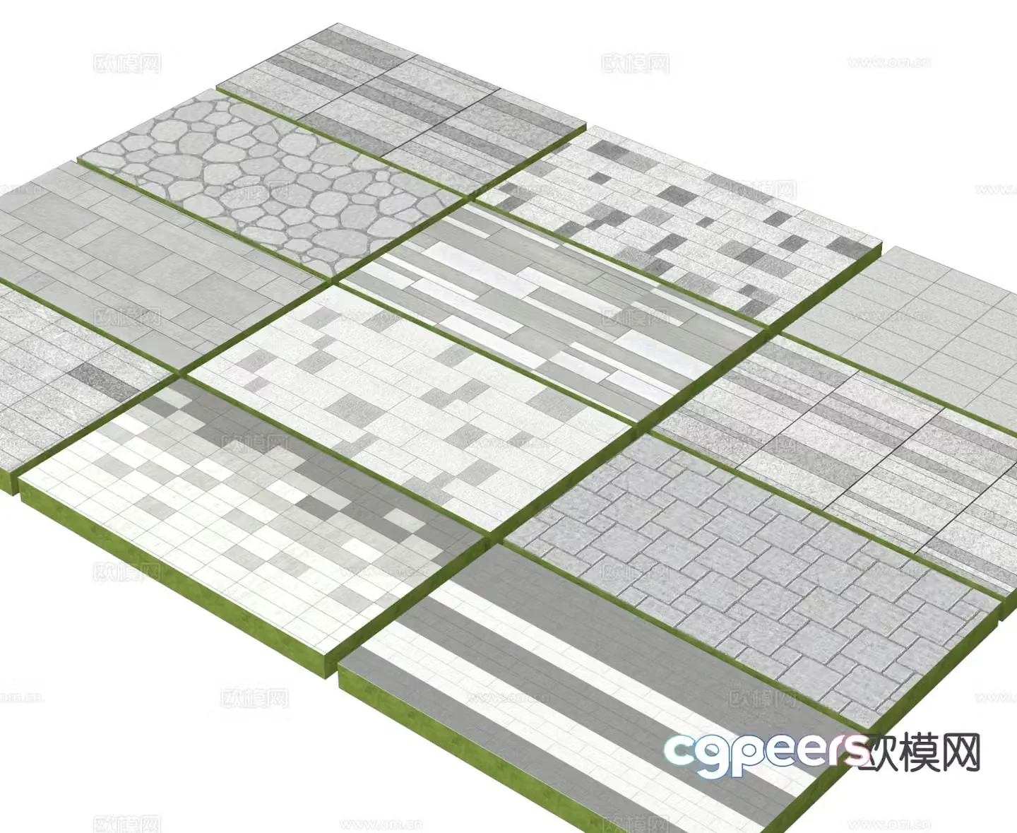 Tingbu sketch bluestone slab garden road paving 3D model