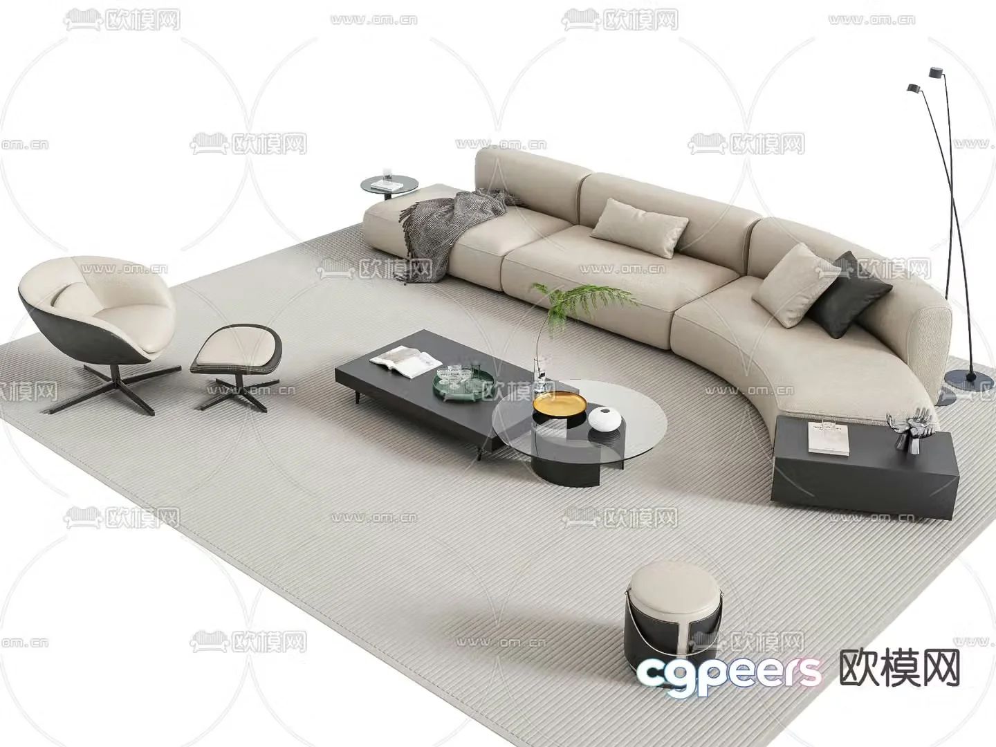 Modern sectional sofa 3d model