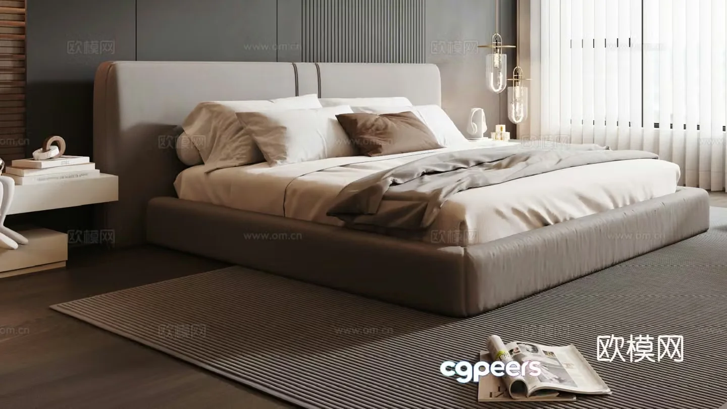 Italian double bed 3d model