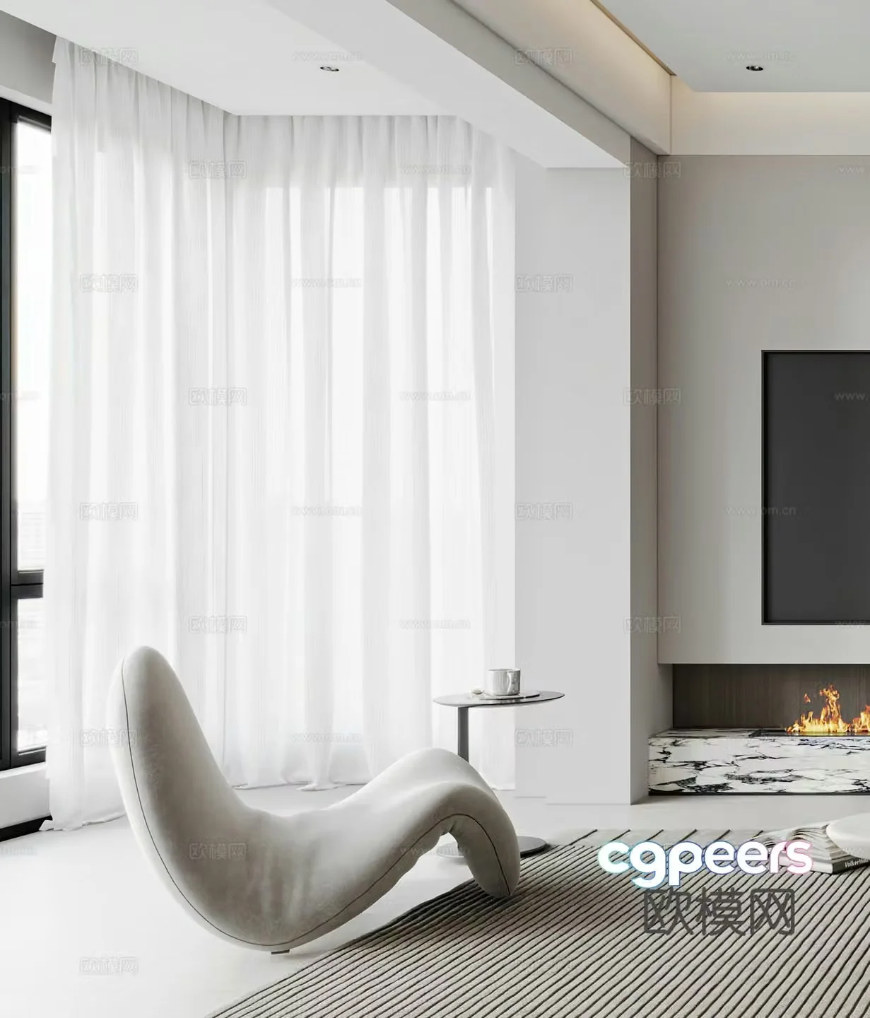 Modern leisure chair Simple floor lamp Side table corner table Single chair G5663d model