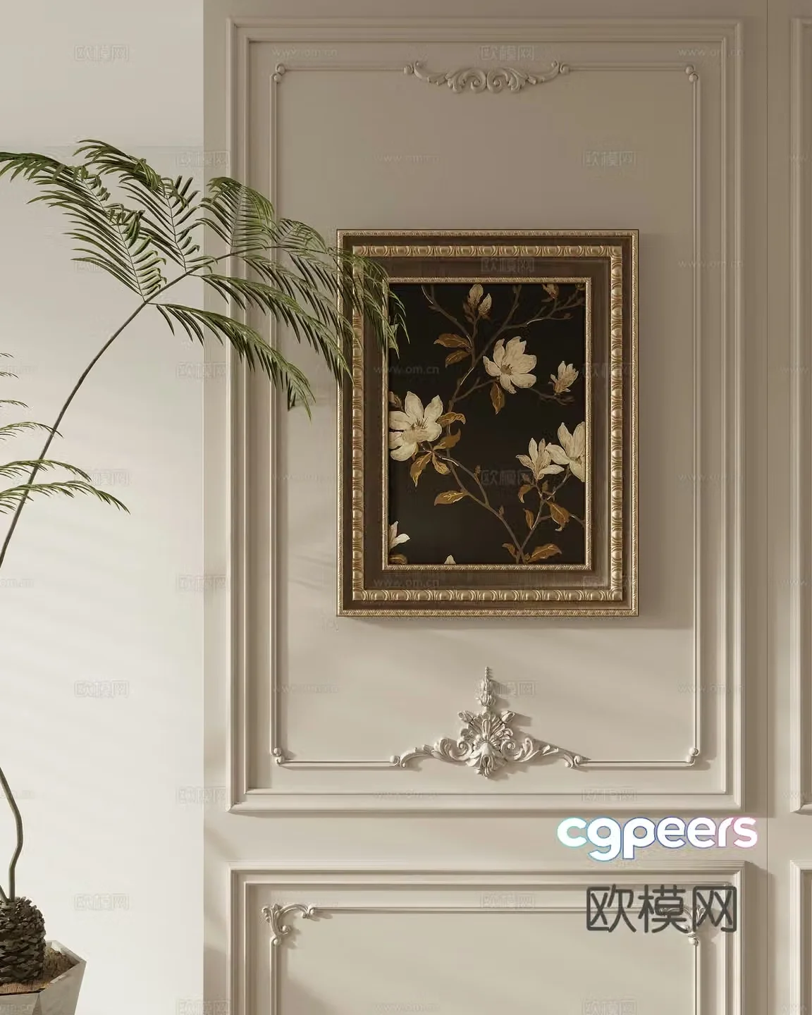 European style retro hanging paintings Flower hanging paintings 3d model