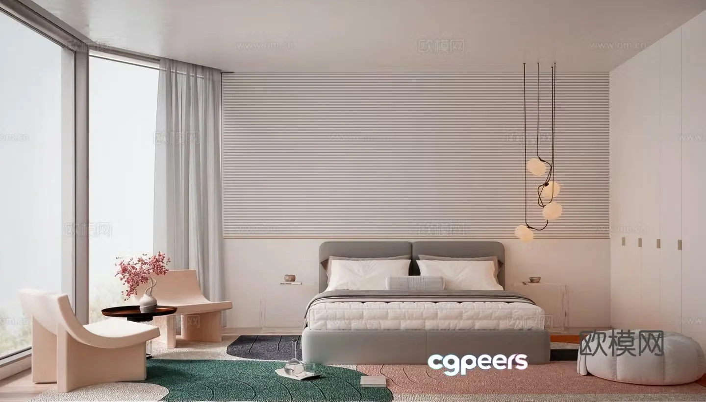 Modern bedroom master bedroom 3d model