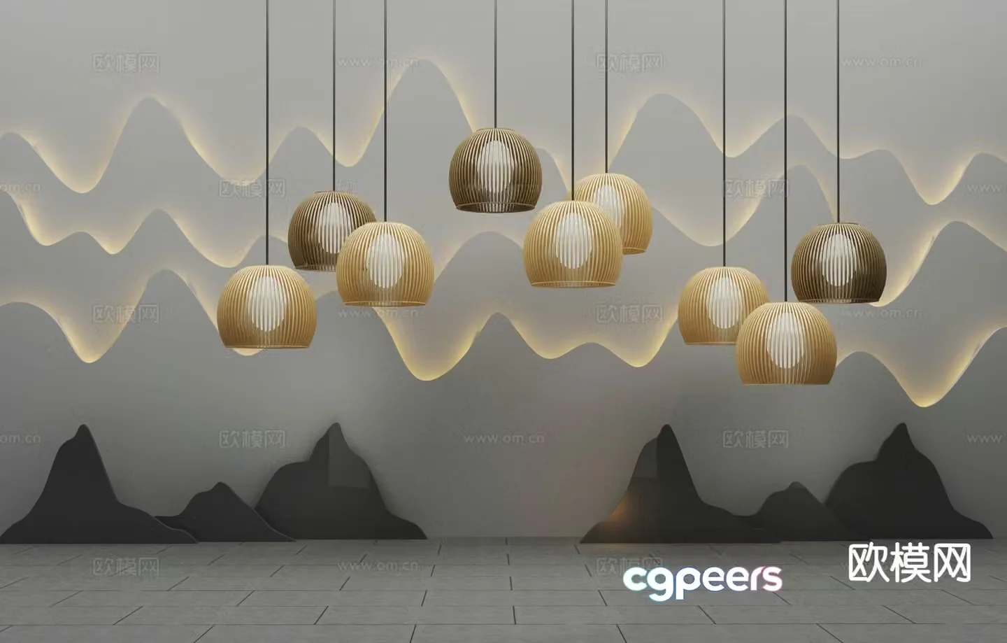 New Chinese style chandelier restaurant chandelier 3d model