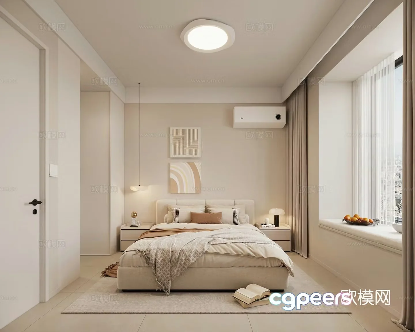 Creamy Bedroom Master Bedroom 3D Model