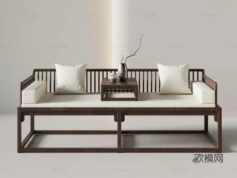 Traditional Asian-Style Sofa 3D Model – 10305 – VRAY Render