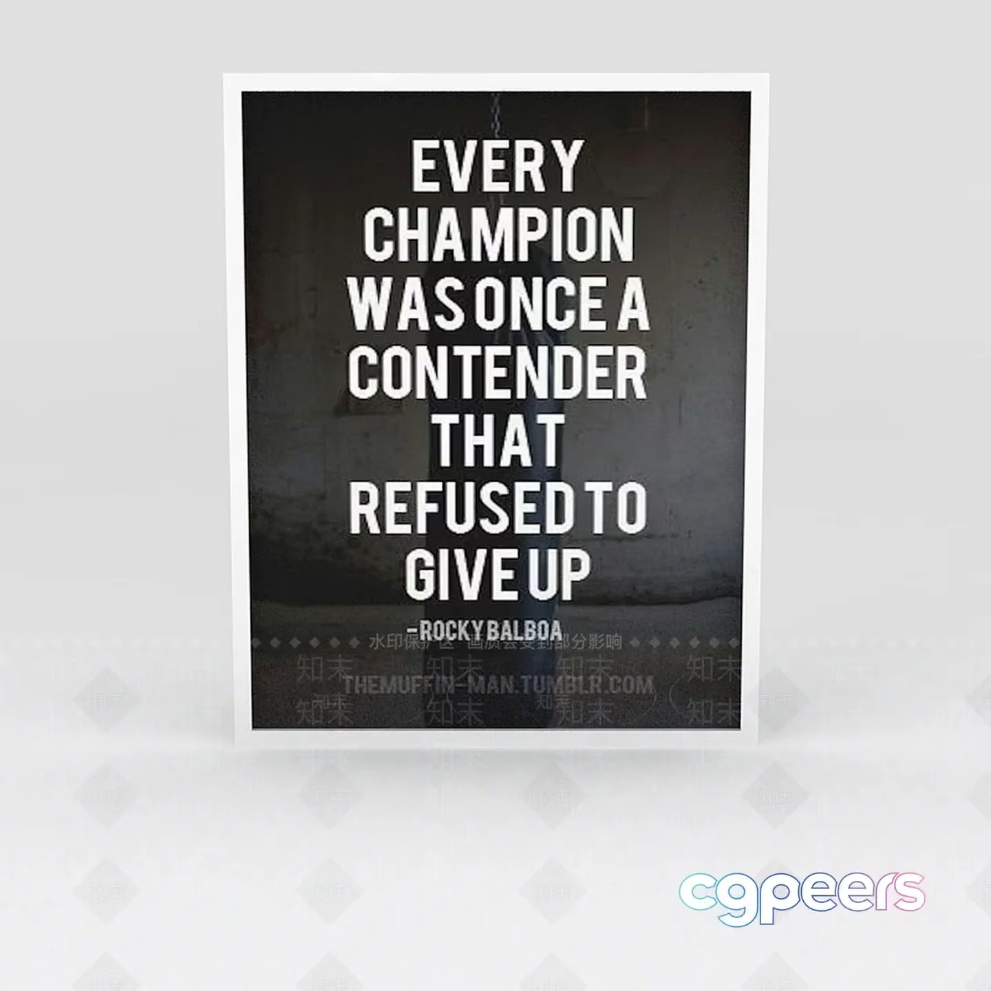 The Single Main Subject Is A Motivational Poster With A Quote From Rocky Balboa 3D Model – 7326 – VRAY Render
