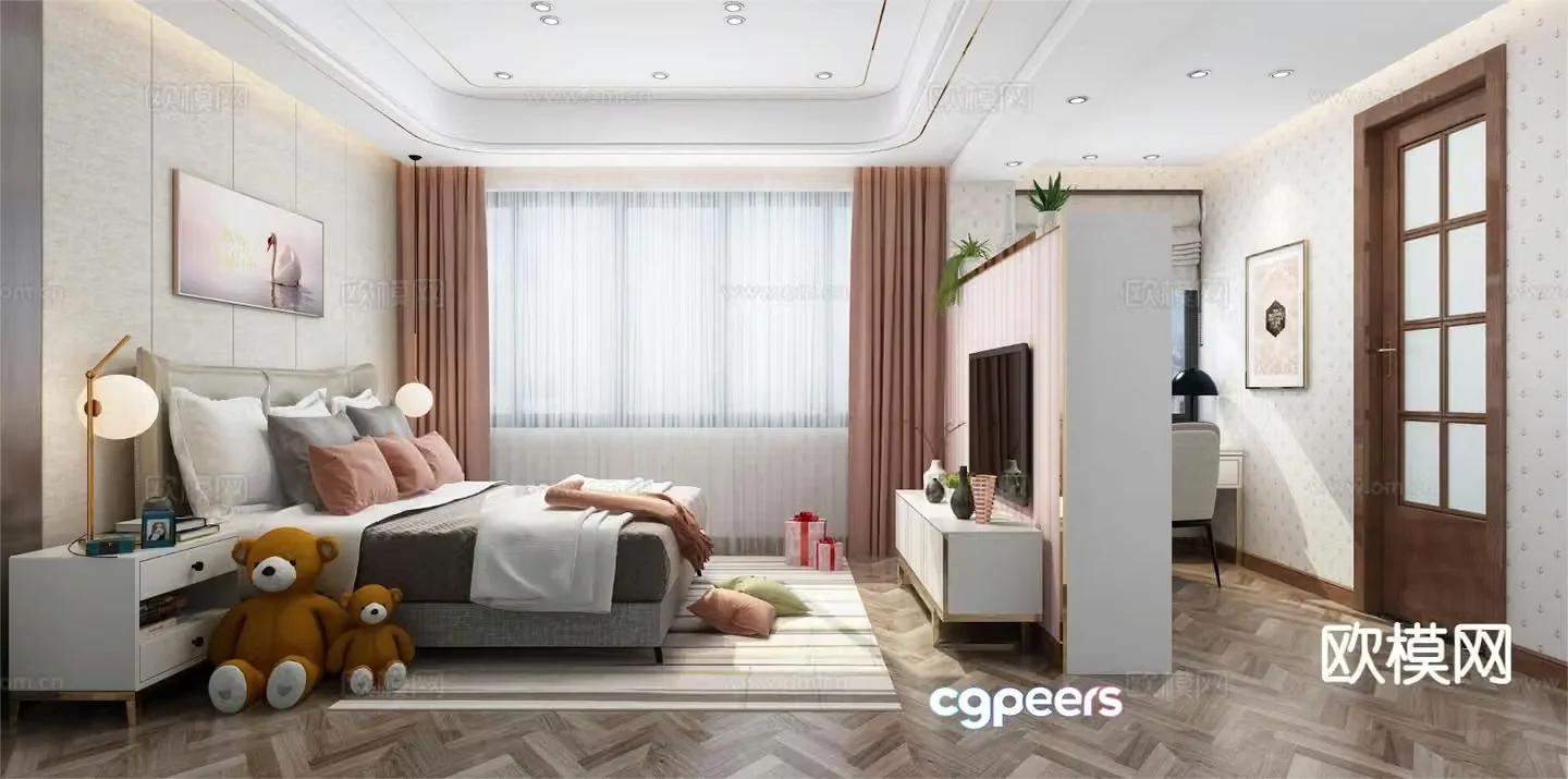 Modern bedroom girls room 3d model