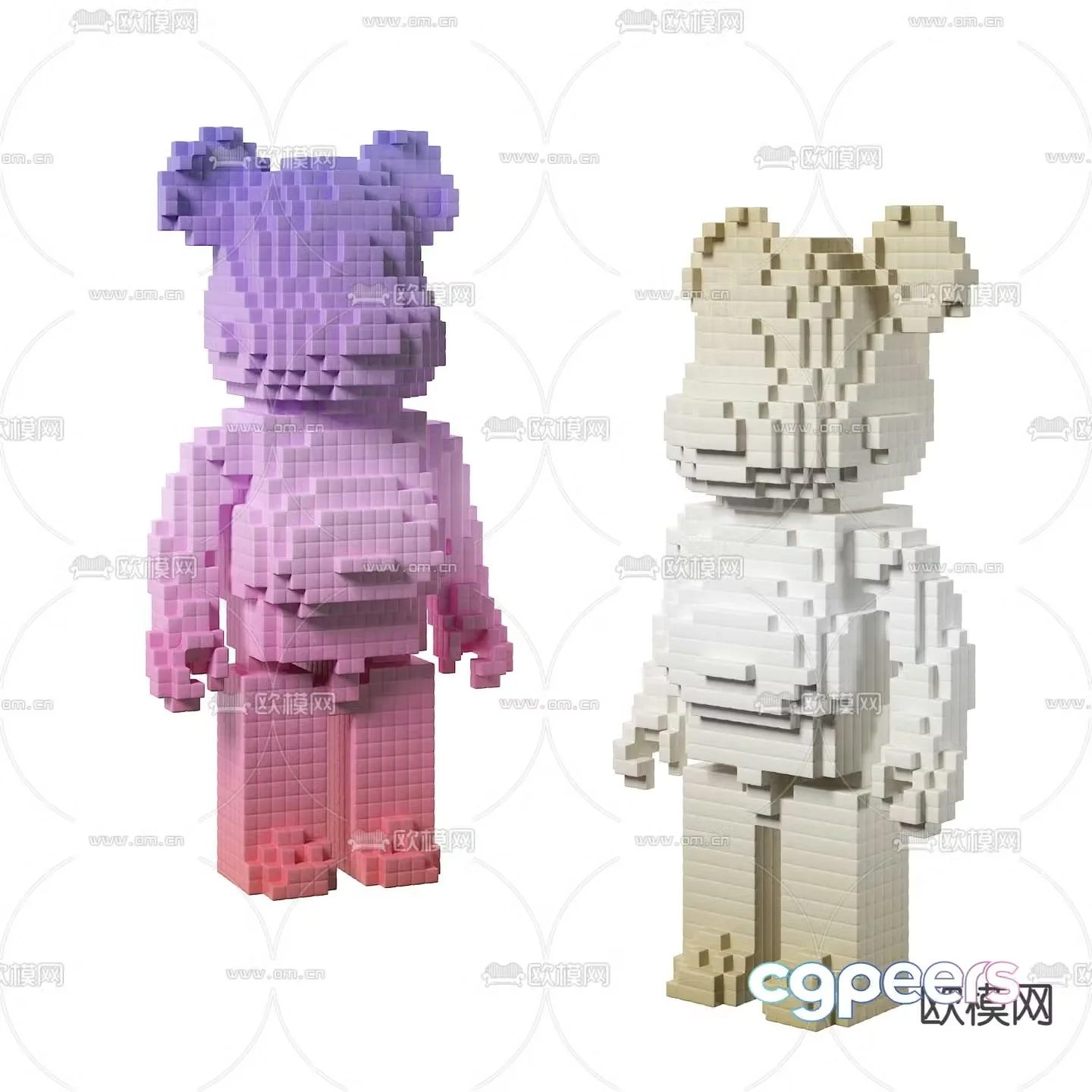 Modern violent bear building block toy 3d model