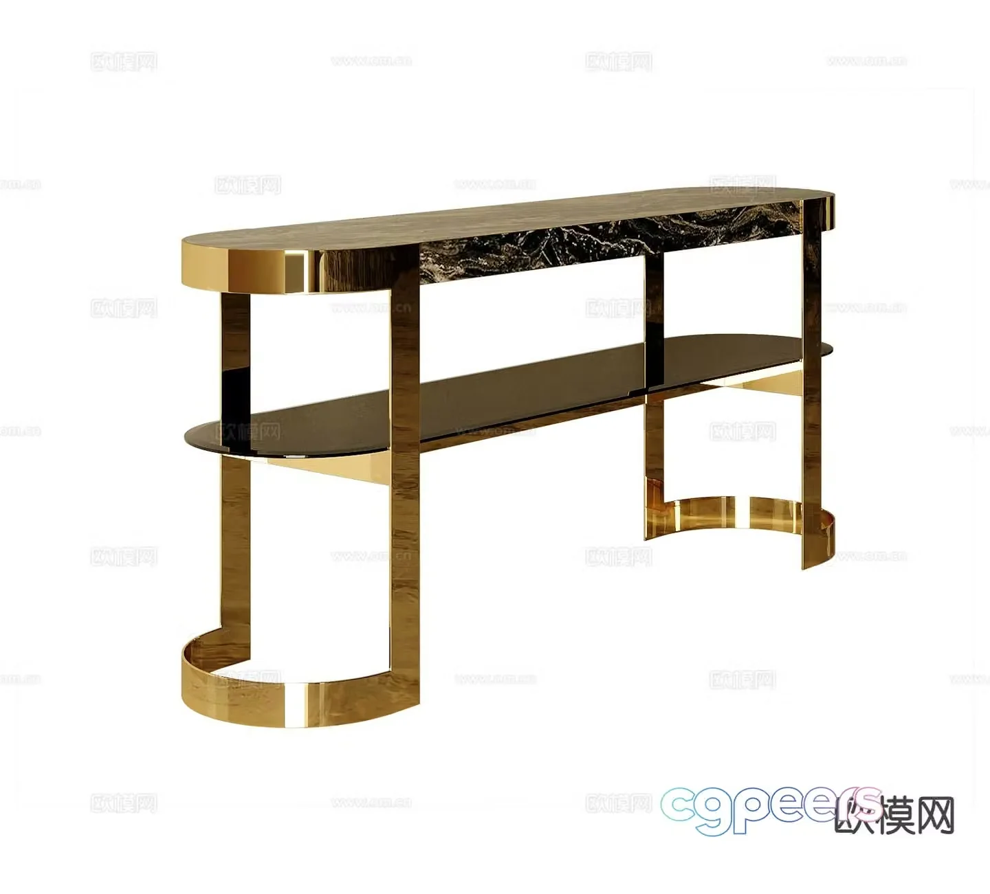 American style table sofa back table end view table 3d model