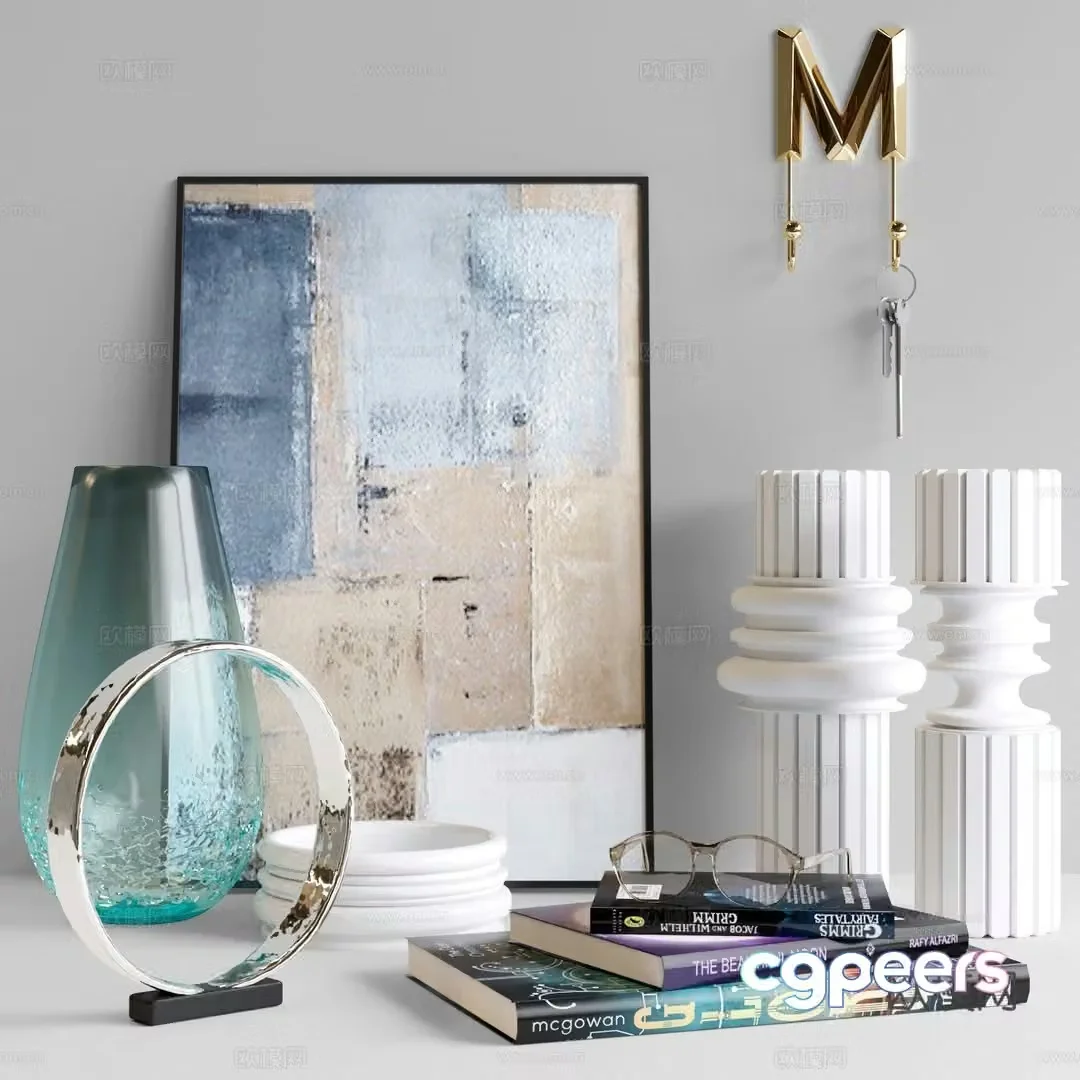 Desktop ornaments books vase 3d model