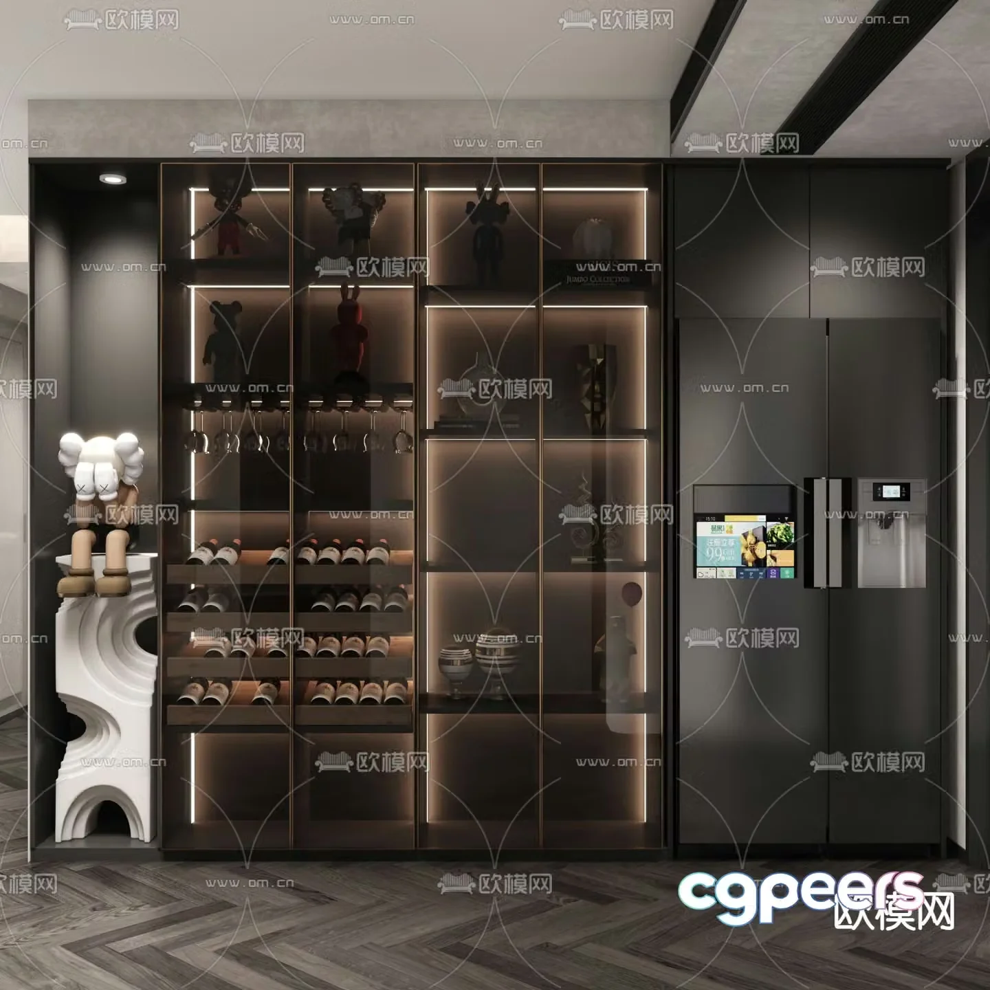 Modern wine cabinet 3d model