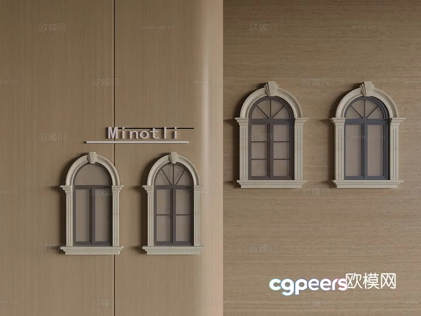 European windows French windows 3D model